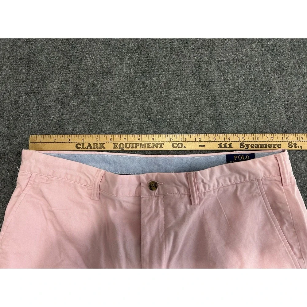 Polo Ralph Lauren Shorts Mens 36 Pink Stretch Chino Blue Pony Logo Preppy Pocket